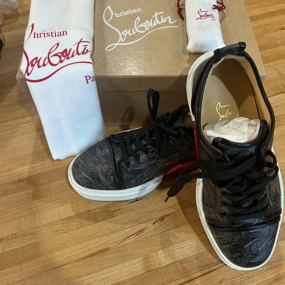 Christian Louboutin Adolon Junior Black Embossed Sneakers